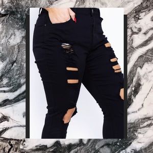 Black distressed jeans
